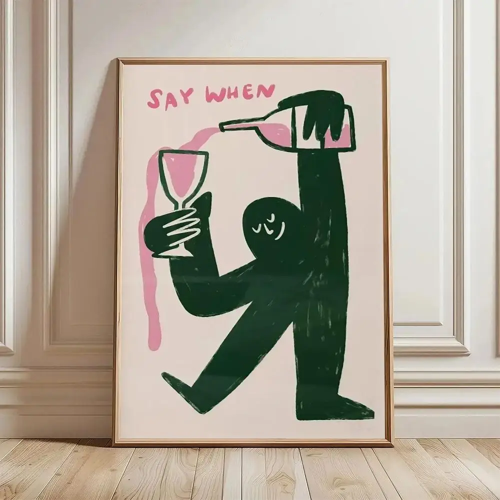 Wine Toast HD Wall Art Poster Abstract Typography Cheers Print Cozy Bar Decor Dining Room Kitchen Home Decor Gift
