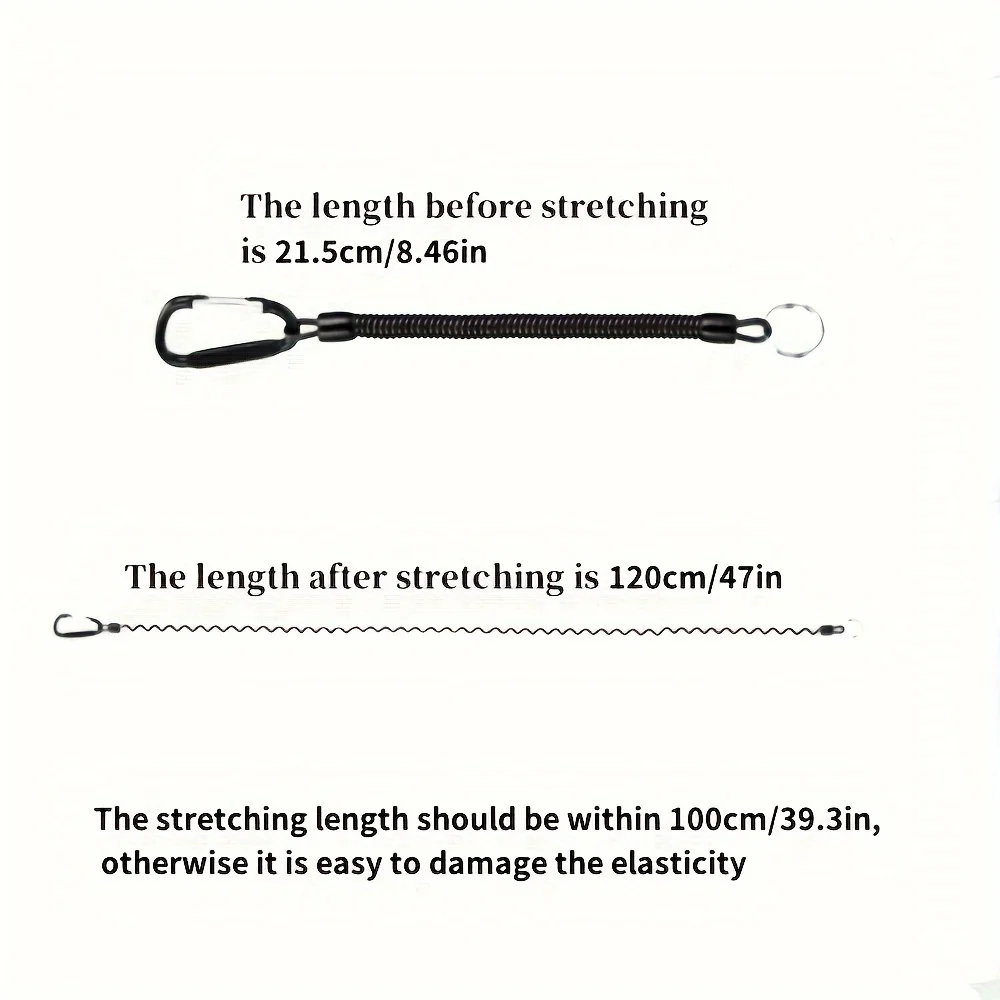 Spring Coil Keychains,Retractable Wrist Strap Safety Rope,8.46" To 47" Extendable,with Carabiner and Ring,Built-in Steel Wire image 3