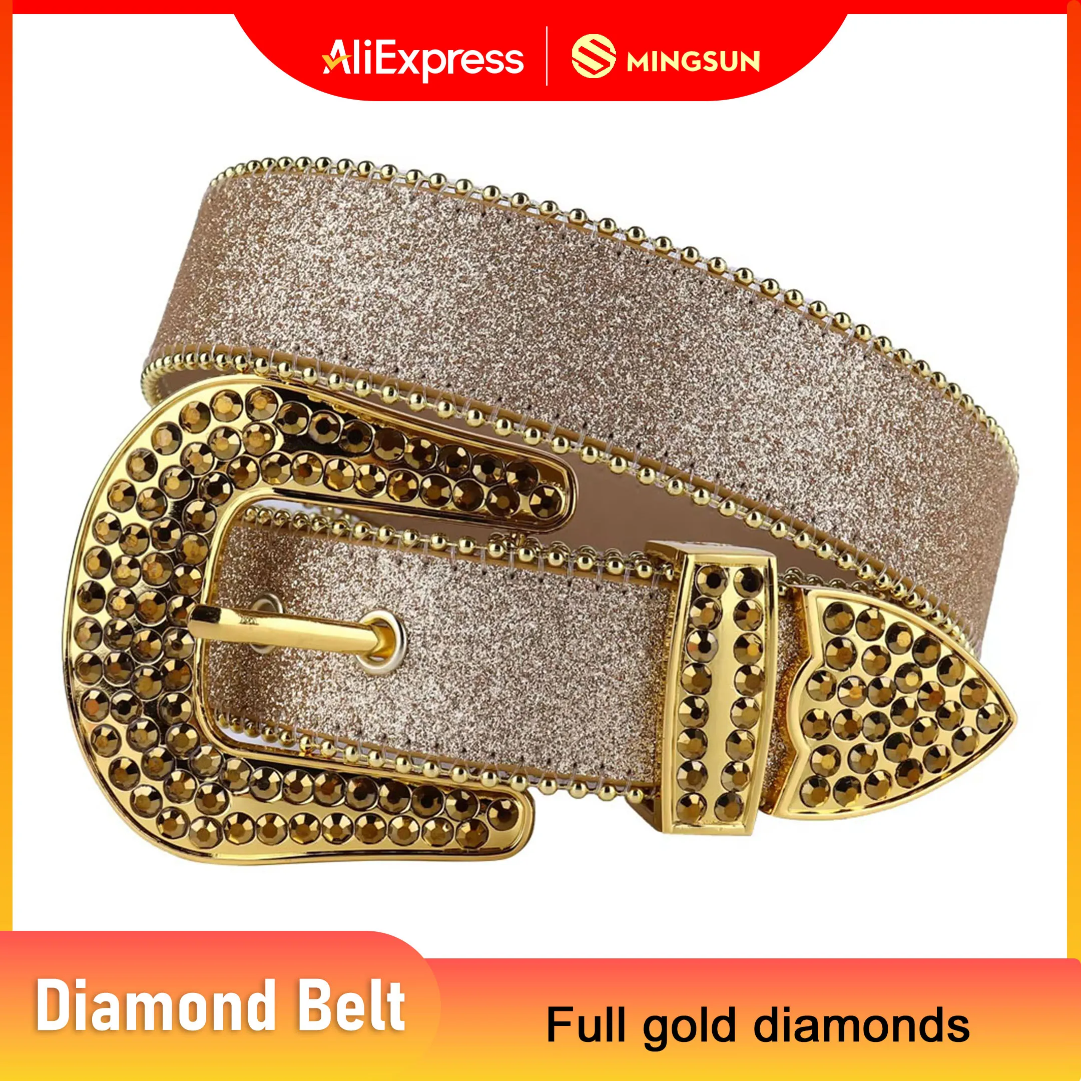

Fashion Leather Belt for Women Western Bling Large Rhinestone Belt Buckle Luxury Alloy Diamond Tail Waist Belt Ceinture Homme