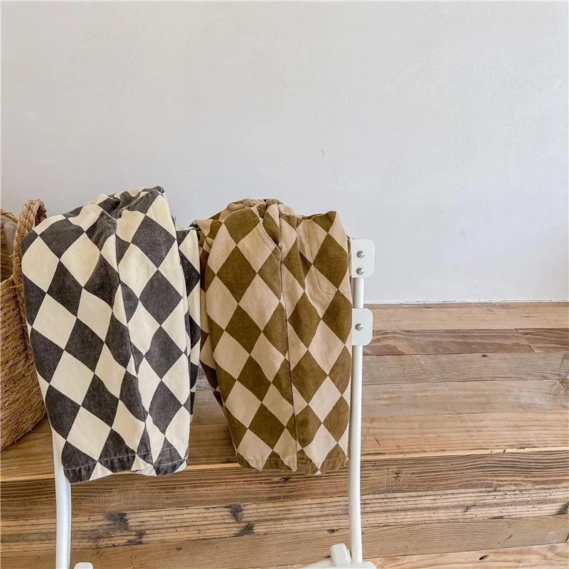 

New Autumn Baby Boys Plaid Pants Korean Style Toddlers Kids Casual Loose Haren Trousers Children Clothes