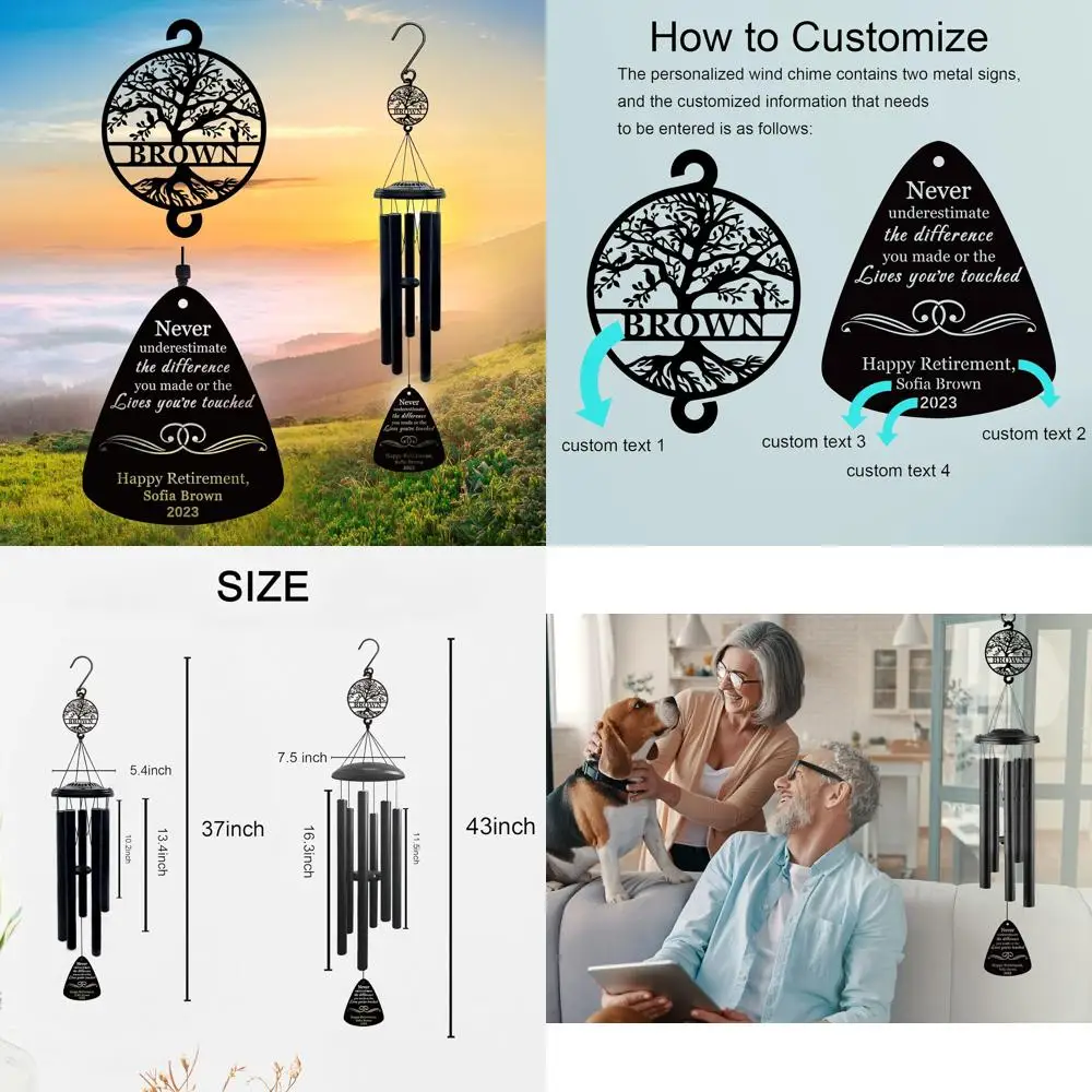 

Personalized 37" Tree of Life Wind Chimes - Elegant Retirement Gift with Customization Options