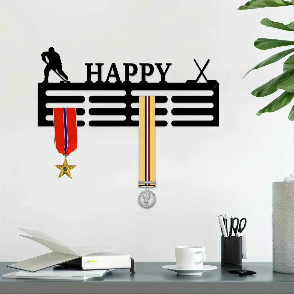 

1pc Contemporary Customizable Hockey Player Metal Wall Mount Medal Holder Great for Bedroom Decor on Father's Day Thanksgiving