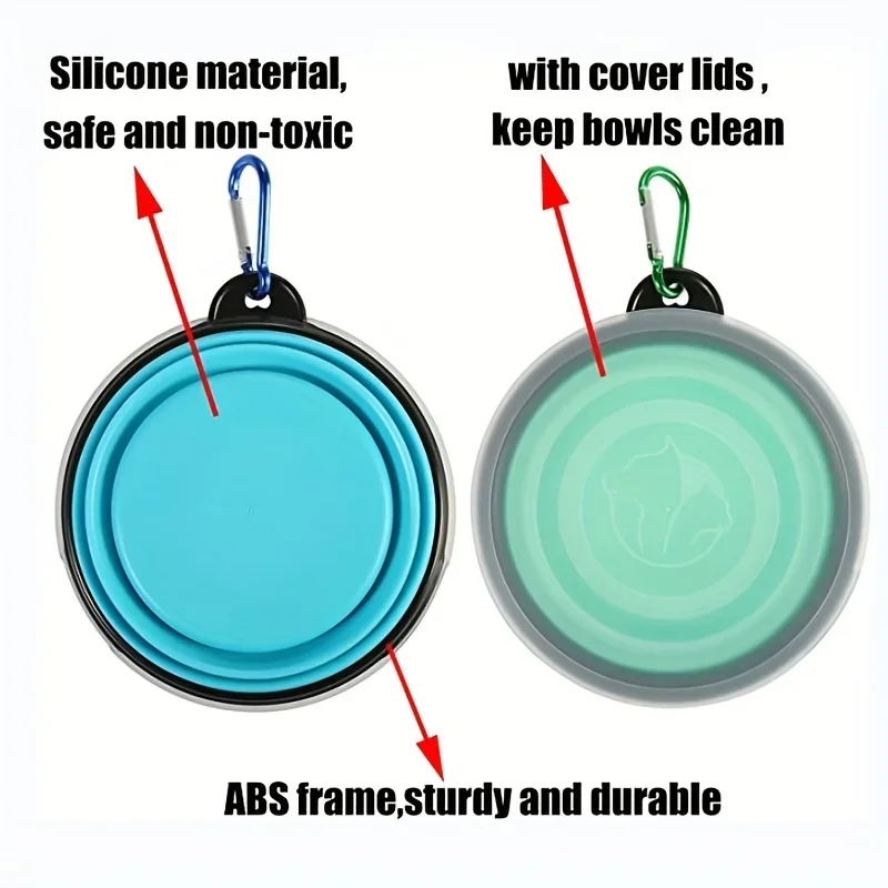 접이식 고양이 먹이 그릇, 여행 개 먹이 용품, 물 용기, 애완 동물 액세서리, 강아지 먹이 공급기, 2 팩