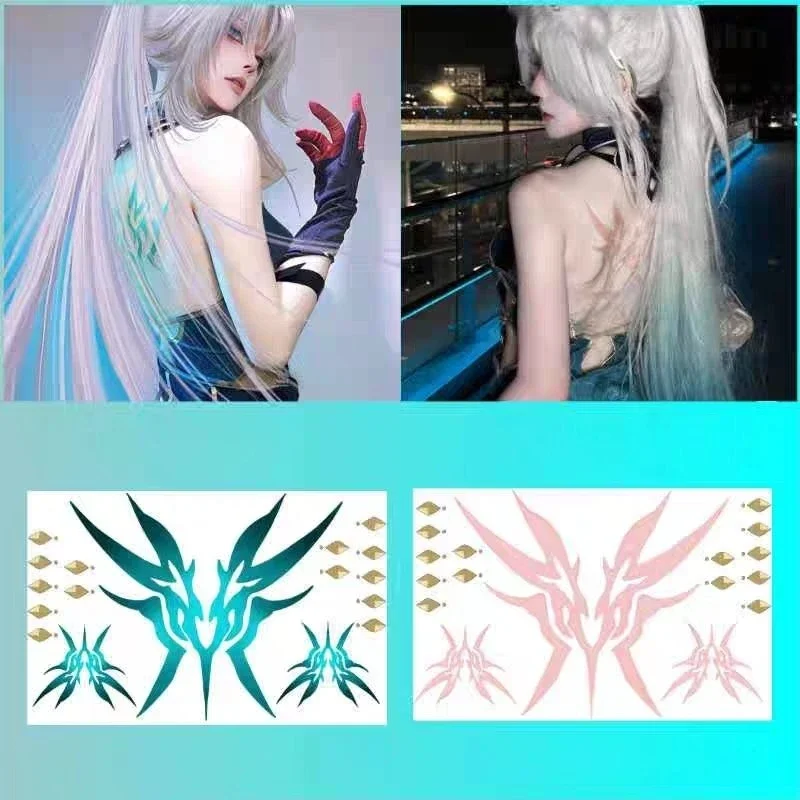 Hot Honkai:Star Rail Anaxa Mydie Coser Cosplay Props Back Tattoo Sticker Temporary Tattoo Sticker Girl Boy Waterproof Fake Tatto