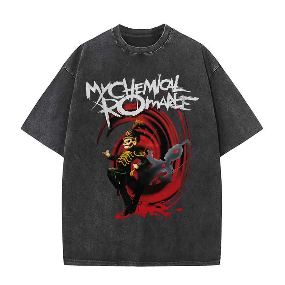 Washed Vintage My Chemical Romance Band Three Cheers for Sweet Revenge T Shirt Men Women Rock Oversized Punk Emo Black T-shirt