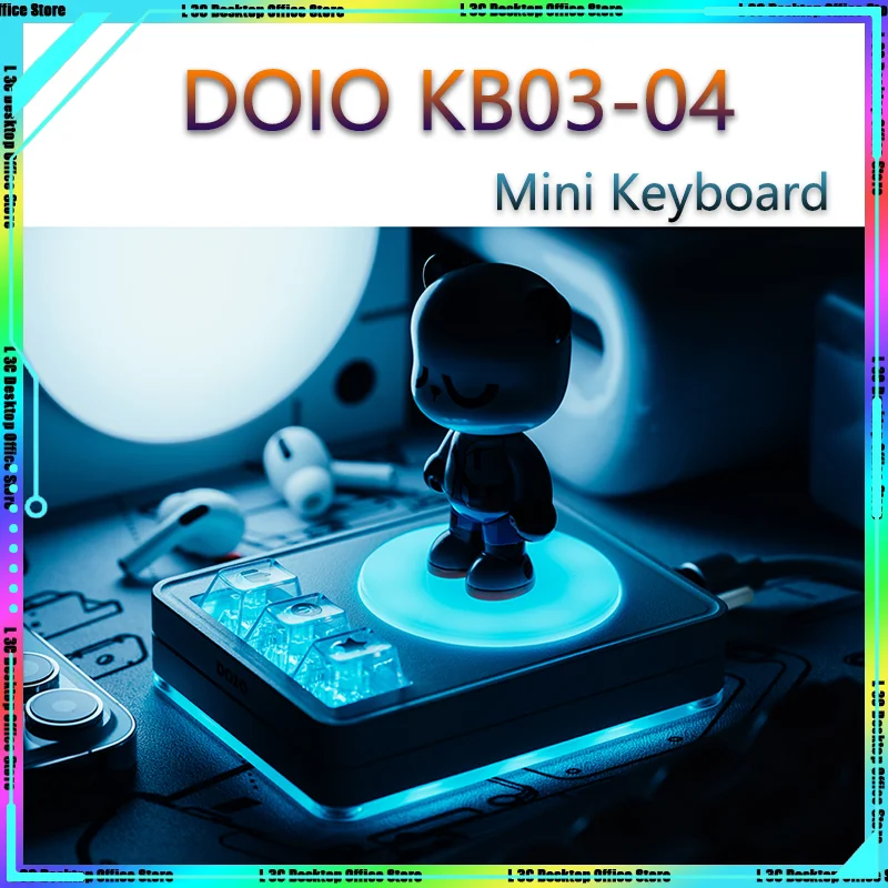 

DOIO KB03-04 Mini Mechanical Keyboard 3 Keys Figurine Doll Display Luminous Table Set Storage Desk Programmable Keypad QMK VIA