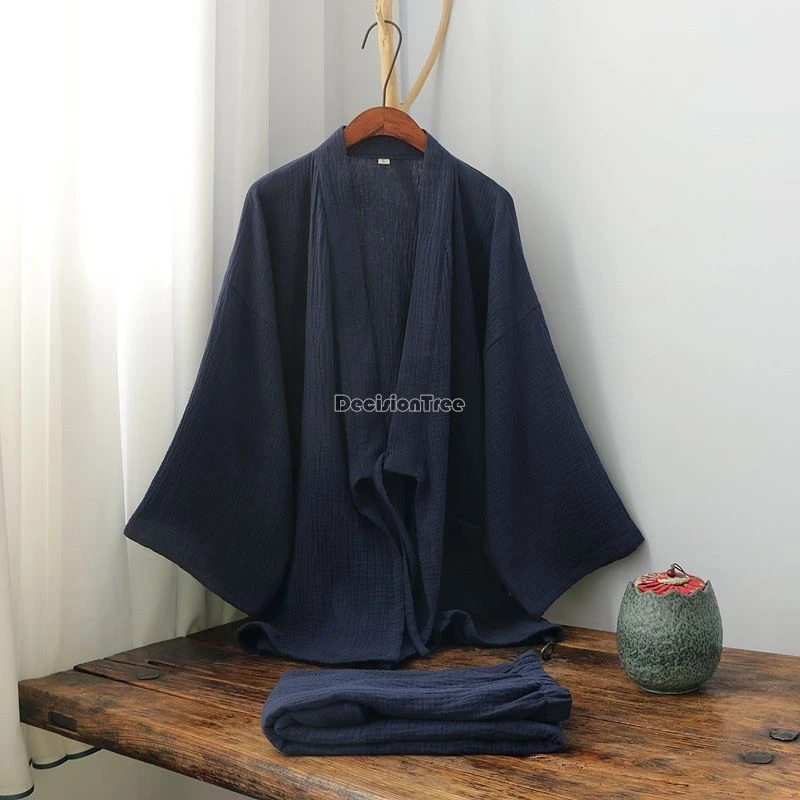 2026 summer cotton pajamas for home wear pure cotton chinese ancient hanfu long robe pants set loose-fitting large-sized pajamas