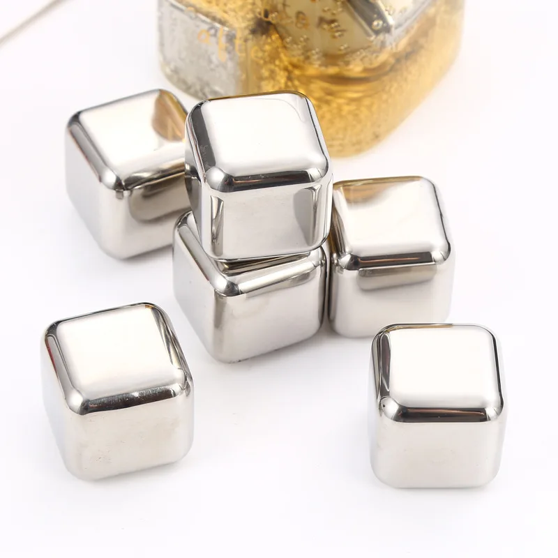 304Stainless Steel Quick-Frozen Ice Ice Cube Boxed Suit Recyclable Metal Iced Ball Ice Whiskey Beer