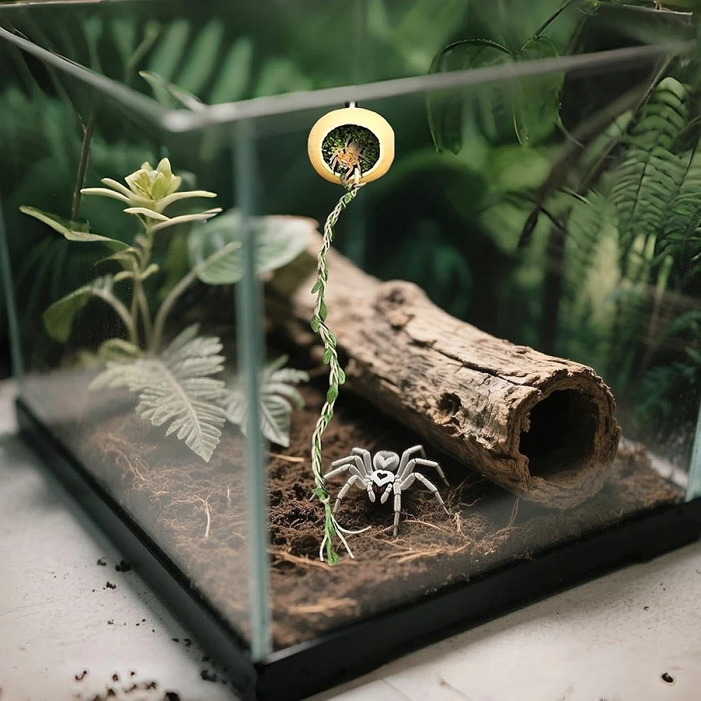 

Jumping Spider Hideout Reptile Terrarium Hanging Shelter with Vines Small Pet Cave for Tarantulas Geckos Hermit Crabs Insects