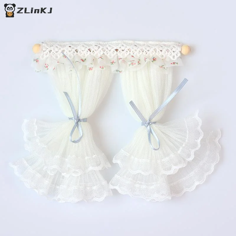 ▶ 1/12 ผ้าม่านลูกไม้สำหรับบ้านตุ๊กตา โมเดลบ้านตุ๊กตา ห้องนอน ห้องนั่งเล่น ของตกแต่งบ้านตุ๊กตา เฟอร์นิเจอร์บ้านตุ๊กตา อุปกรณ์เสริม ฉากจิ๋ว ของตกแต่ง