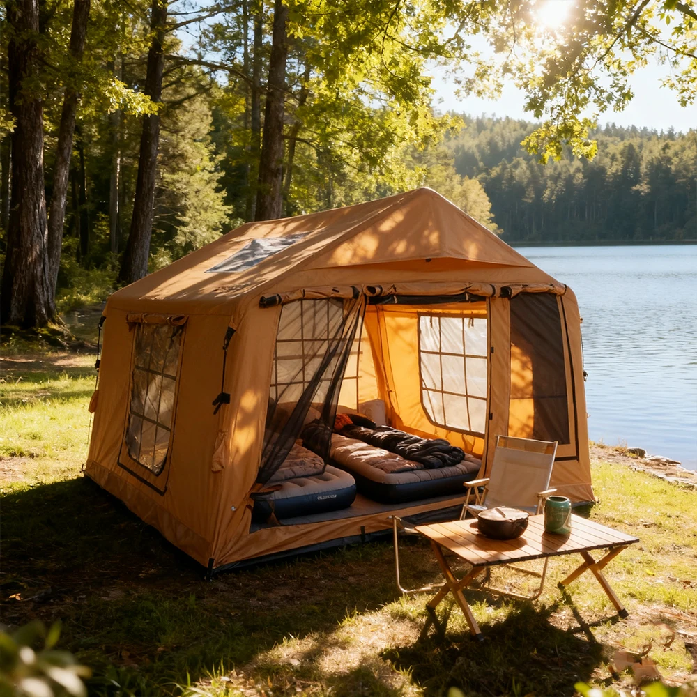 

STLF Custom Outdoor Inflatable Camping Tent 3-4 Person Spacious Automatic Opening Portable Waterproof Four-Season UV-Resistant C