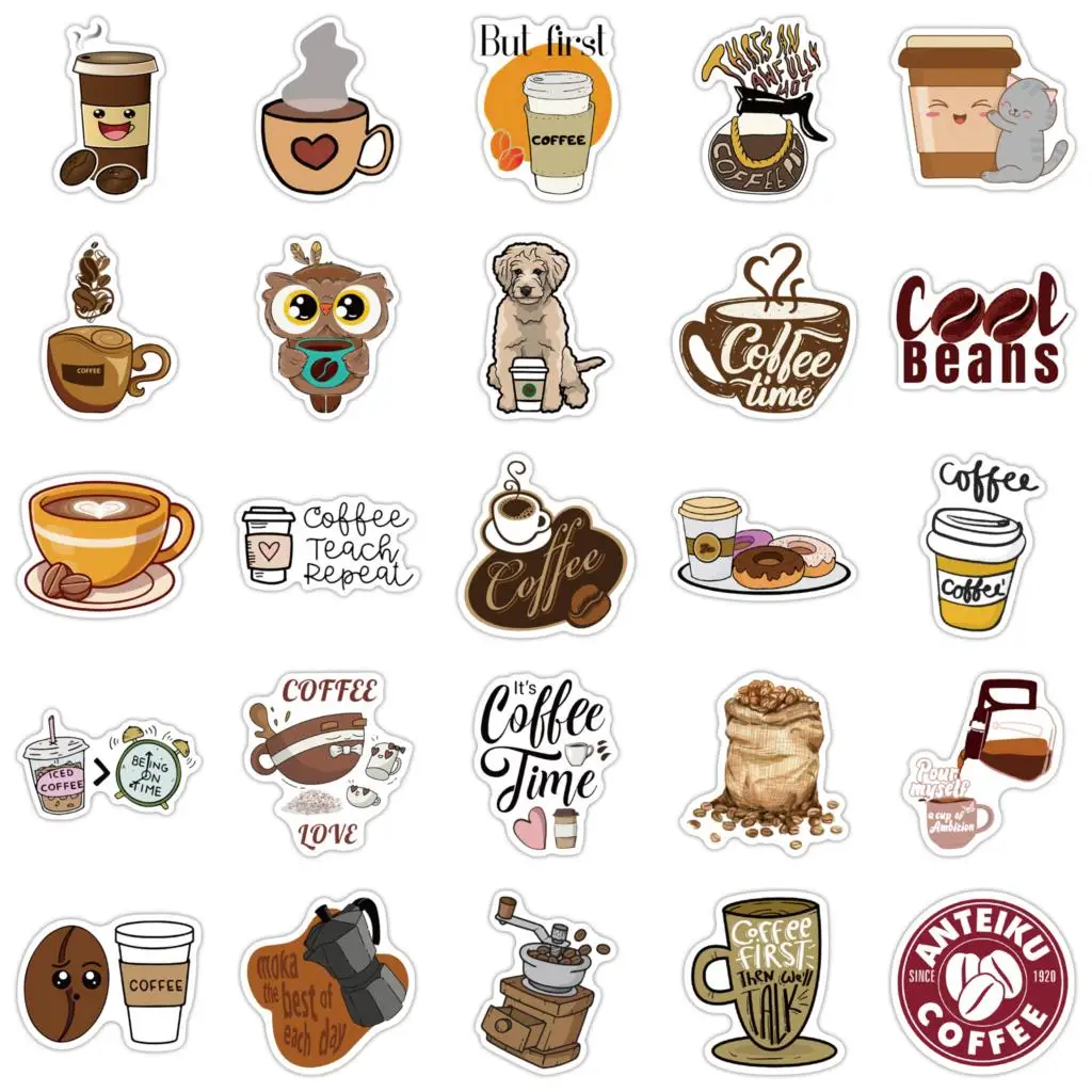 50PCS Vintage Rooftop Coffee Shop Stickers Set Scrapbooking Stickers For Journal Planner Diy Crafts Scrapbooking Diary