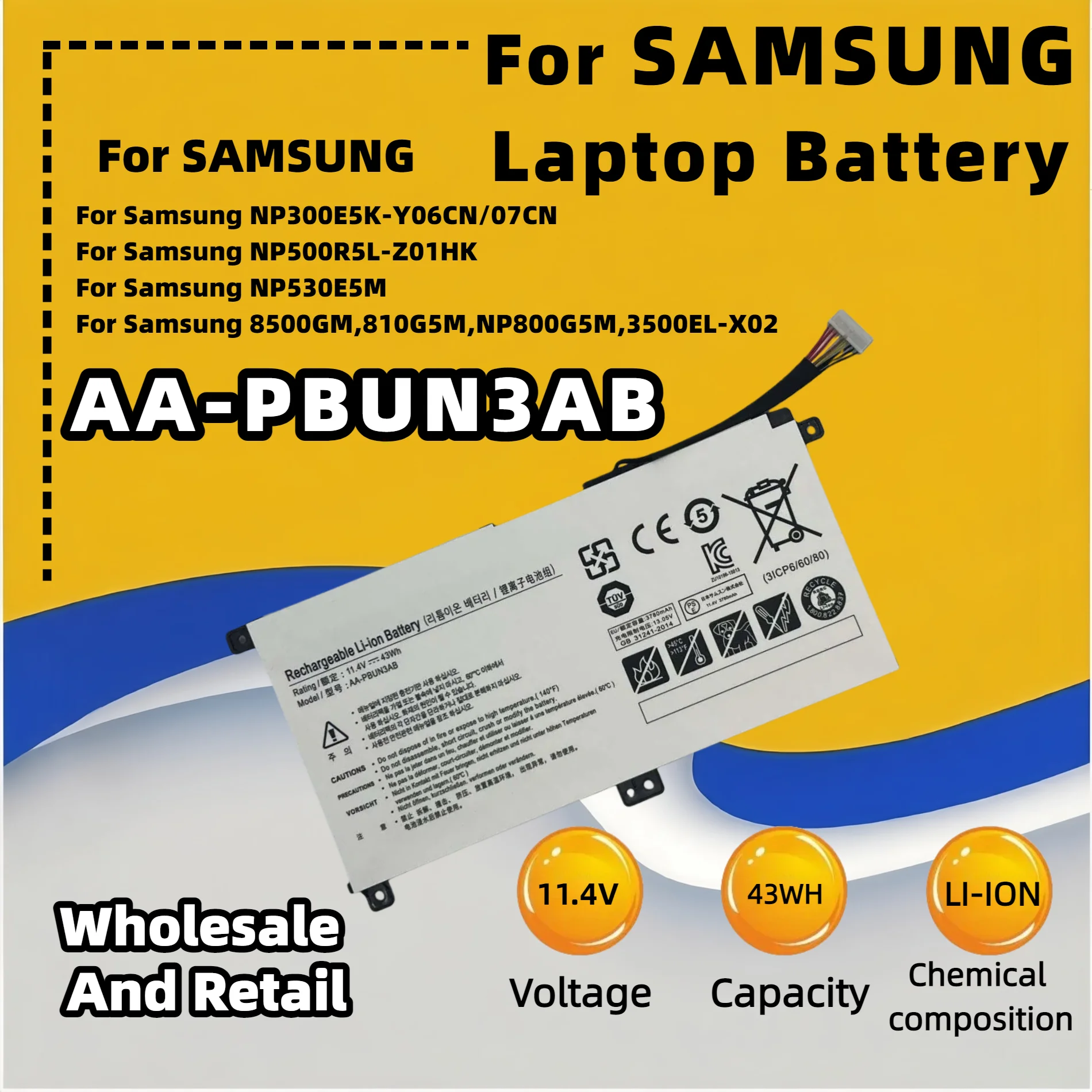 FRLESUI AA-BPUN3AB PBUN3AB for Samsung NP530E5M NP740U3M NP740U5M Notebook 5 NP550XTA NP300E5K NP730QAA NP800G5M Laptop Battery