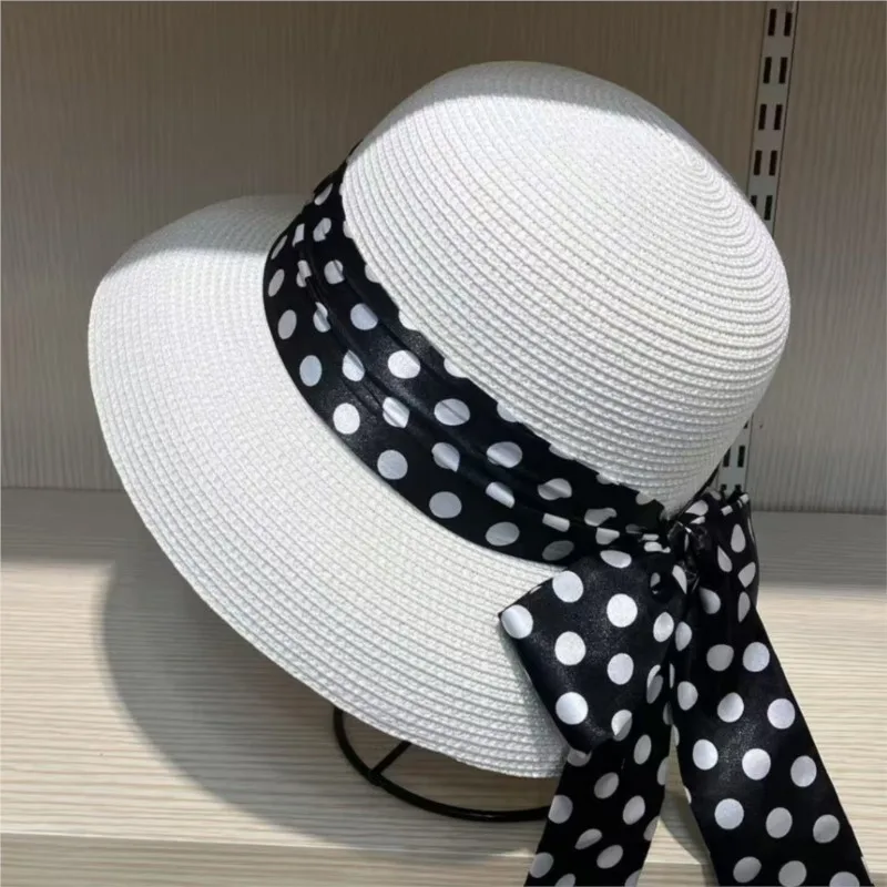Black and white small silk scarf women's narrow long versatile decorative band hair ribbon