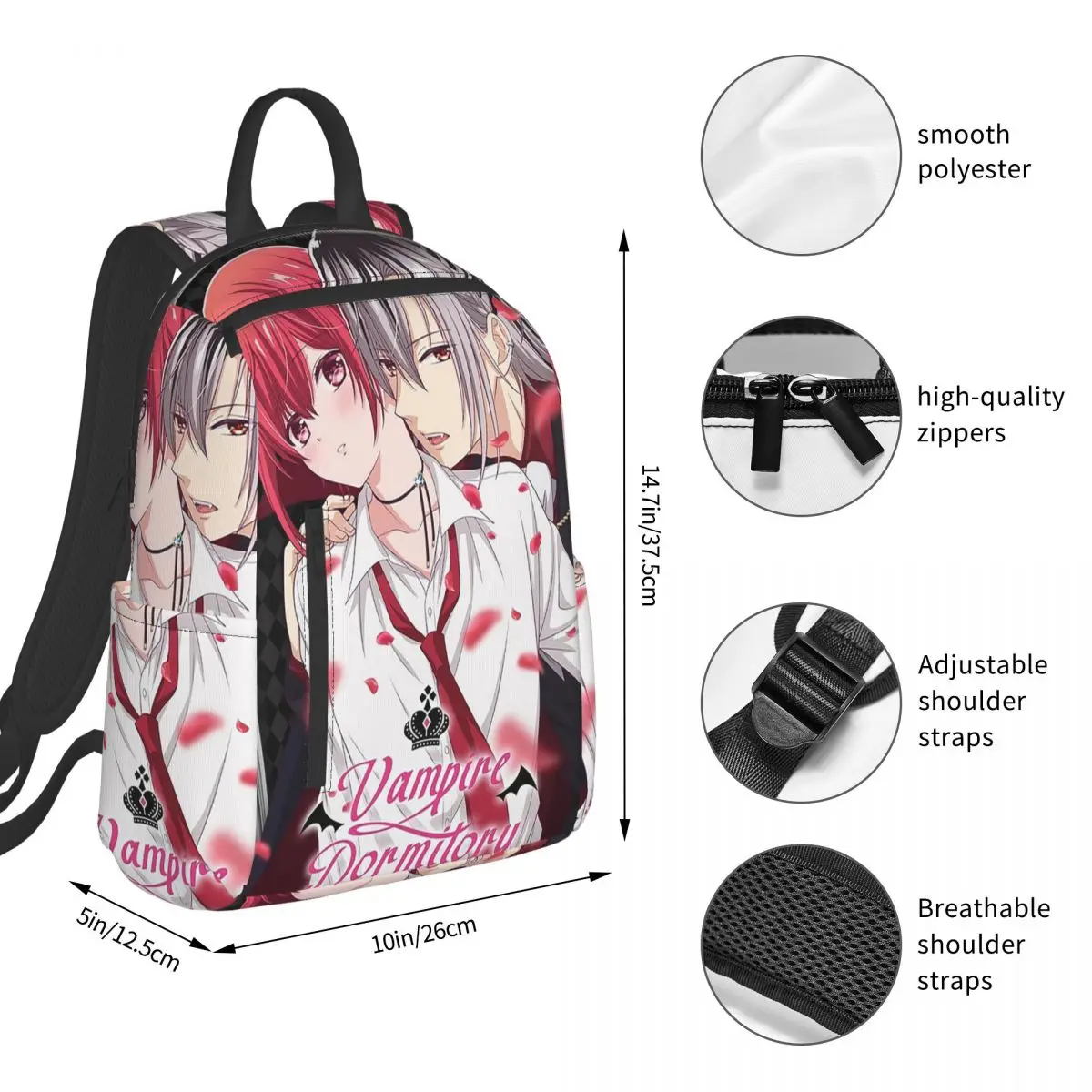 Vampire Knight Anime Backpack Student BookBag Children School Bag Laptop Shoulder Bags Boys Girls