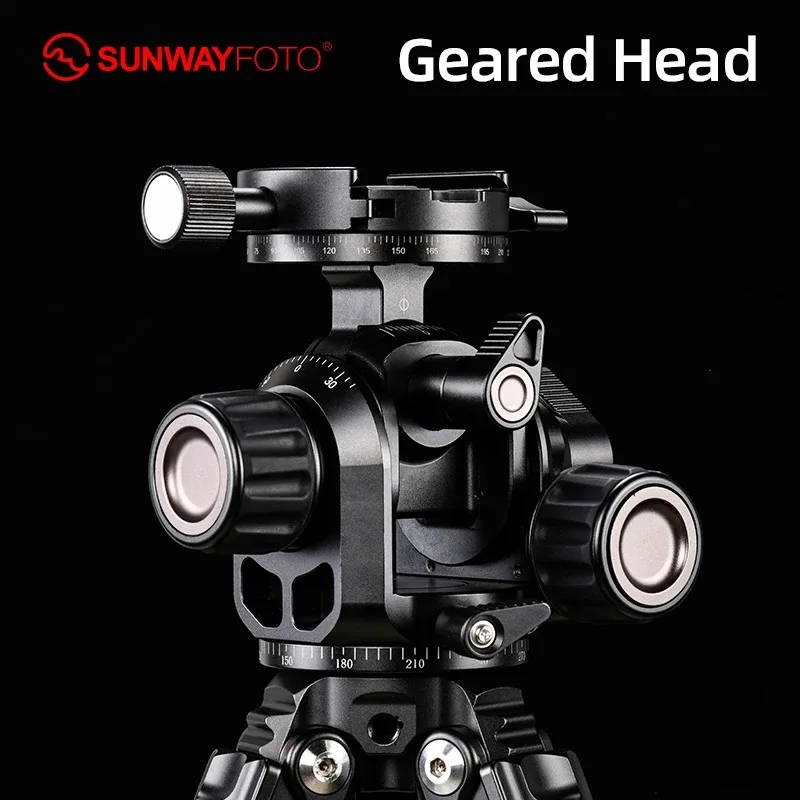 SUNWAYFOTO GH-PRO رأس ثلاثي القوائم مُجهز ثلاثي الاتجاه يتضمن لوحة Arca Swiss DP-60G