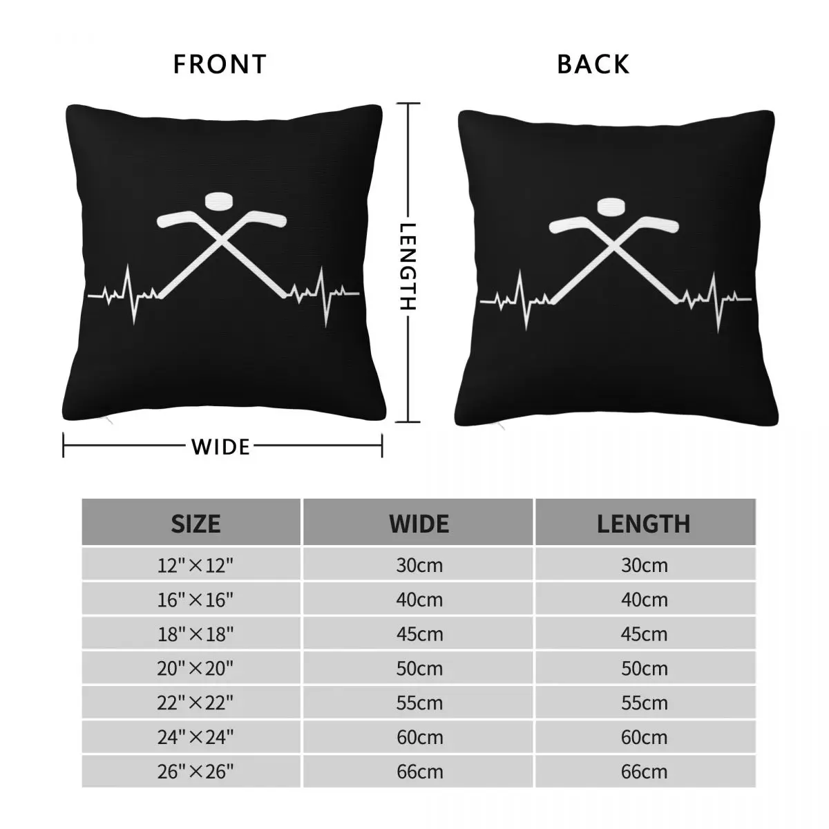 Ice Hockey Player Team Goalie Heartbeat Winter Sport Square Pillowcase Pillow Cover Cushion Comfort Throw Pillow for Home Sofa