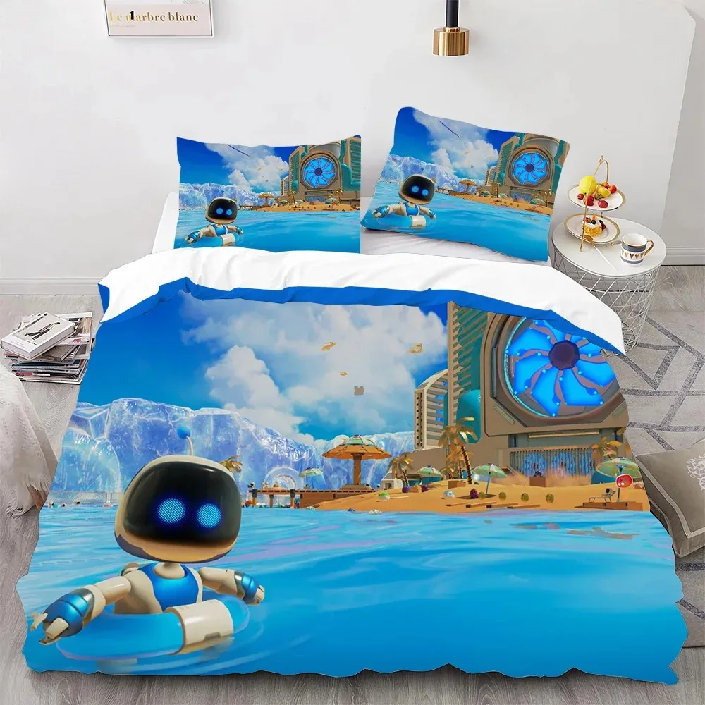 Astro Bot Cute Cartoon Bedding Set Duvet Set Single Double Bed King Size Bed Set Adult boys Bedroom Duvet Cover Pillow Case