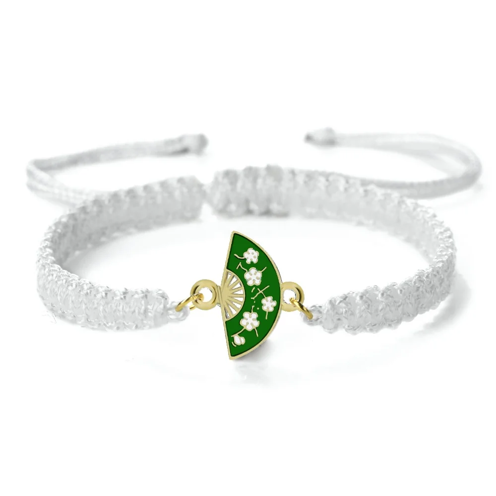 Bracelet tissé réglable fait à la main en forme d'éventail de fleur de prunier, pendentif en Nylon, symbole de persépanne des nouveaux débutants, cadeaux de Style chinois, Yoga