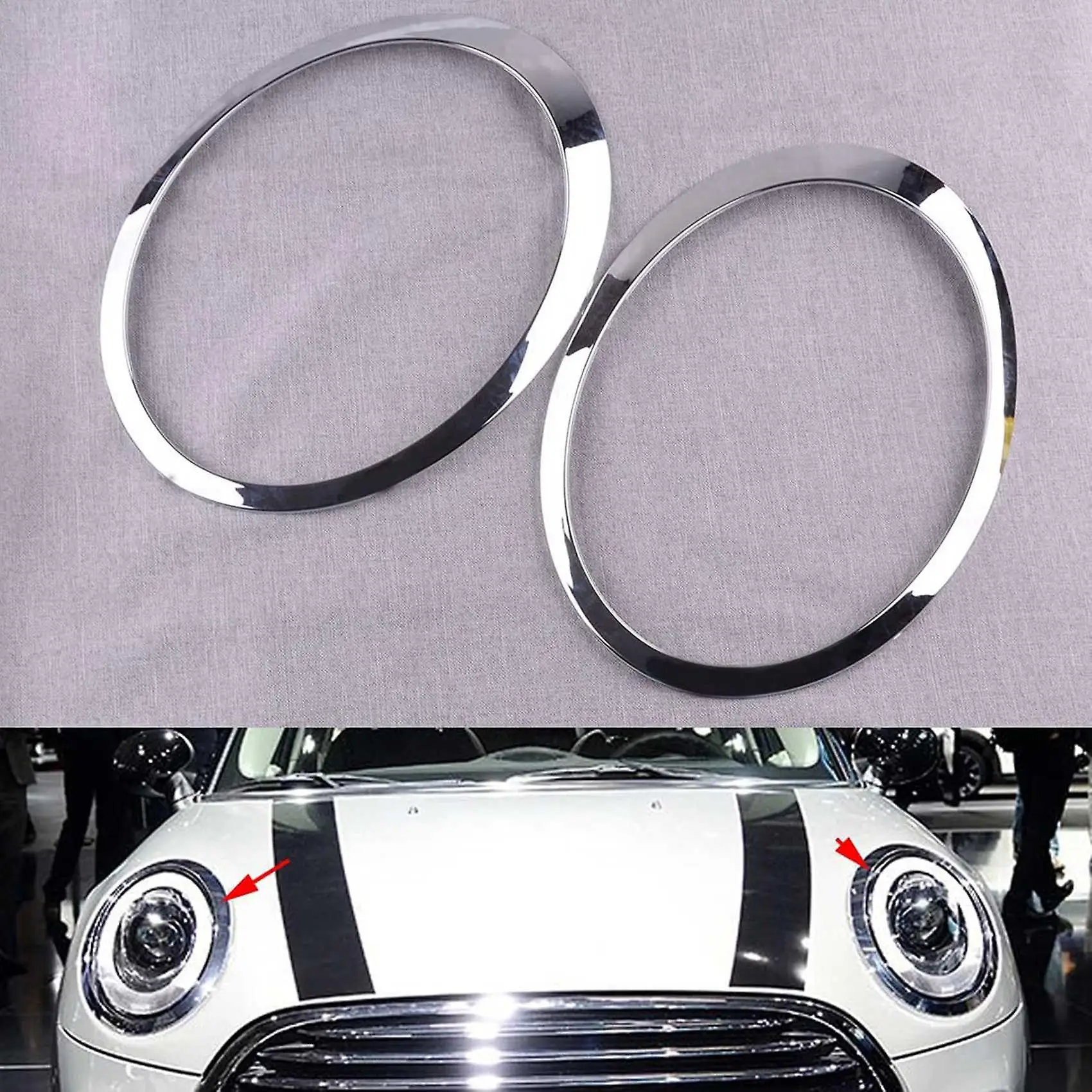 For Mini Cooper Abs Chrome Silver Headlight Trim Ring 51137149905