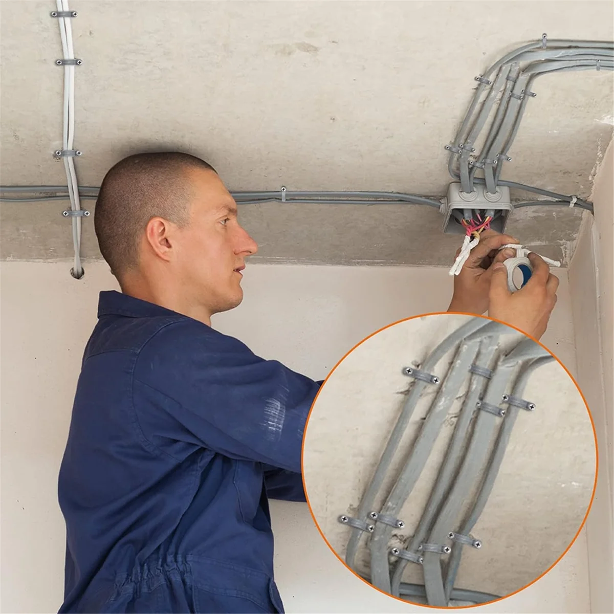 이중 구멍이 있는 PVC 파이프, 파이프 클램프가 있는 플라스틱 도관 클램프, U PVC 클립, 2 홀 (50 개, 3/4 인치)