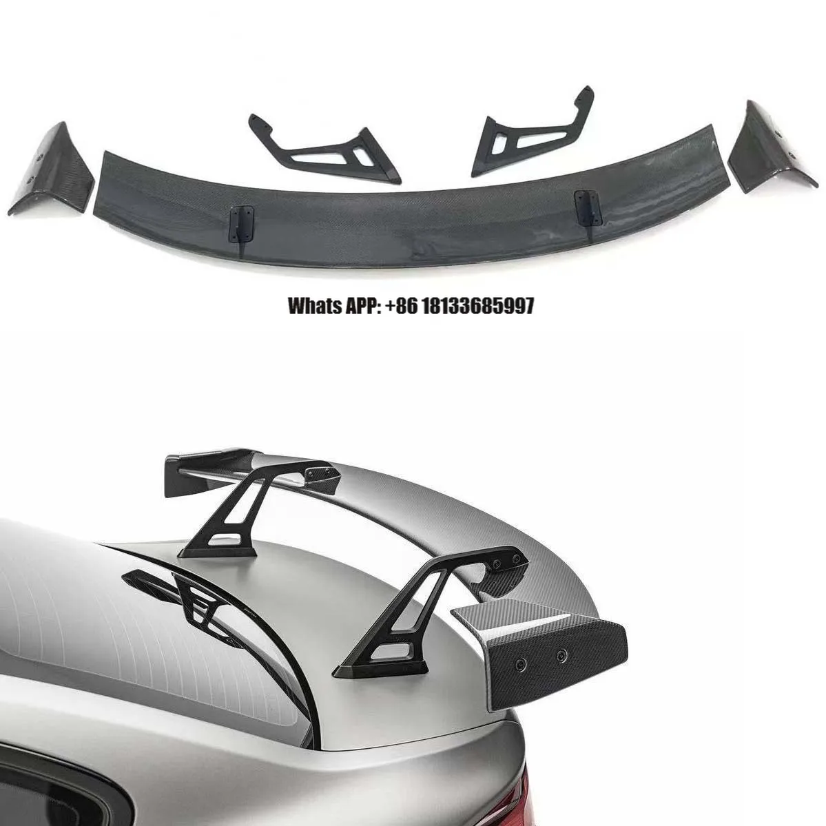 

Carbon Fiber AD Style Swan Neck Wing Double Deck Rear Spoiler for BMW F87 F80 F82 M2 M3 M4 Trunk Lip Splitter
