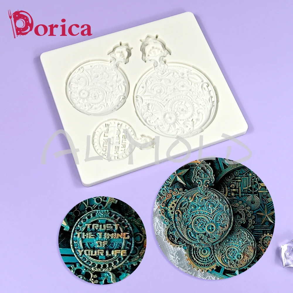 Retro Pocket Clock Design Relief Silicone Mold Sugarcraft Chocolate Fondant Cake Mould DIY Resin Clay Model Home Decorating Tool