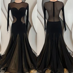 Black High-End Custom Latin Dance Dress Modern Dancing Dress Ballroom Dance Competition Costumes Stage Performance Wear SL7371