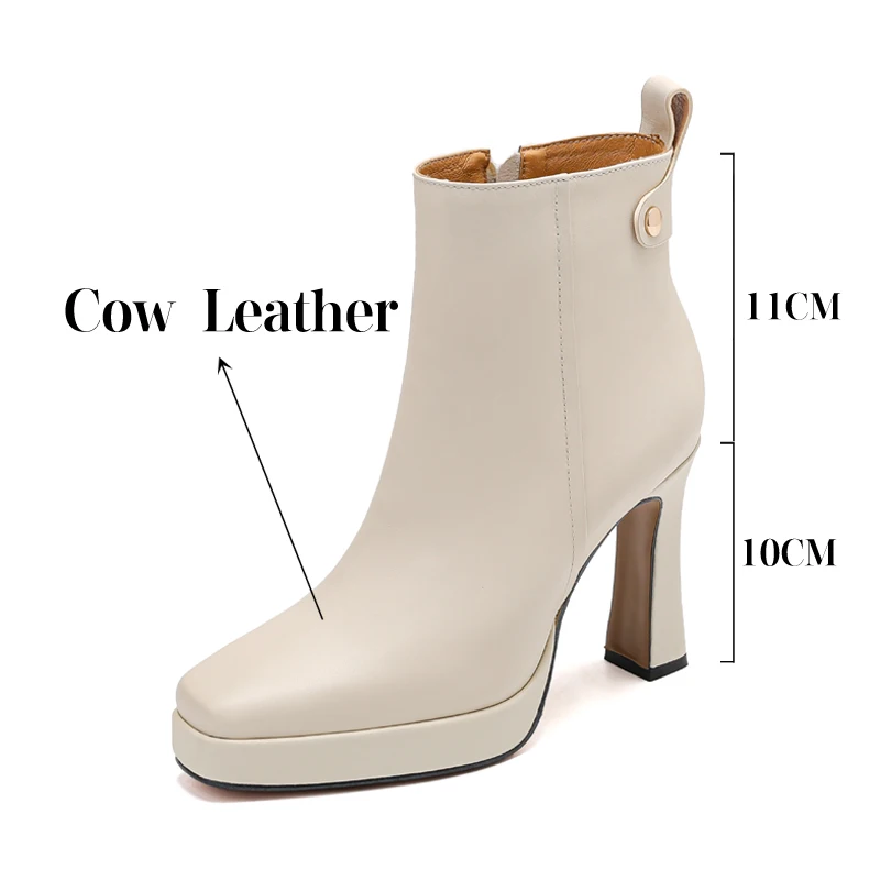 TULING JUN 2024 Winter Concise Famale Square Head Super High Heels Shoes Solid Color Elegant Ankle Boots For Womens T-L26-55