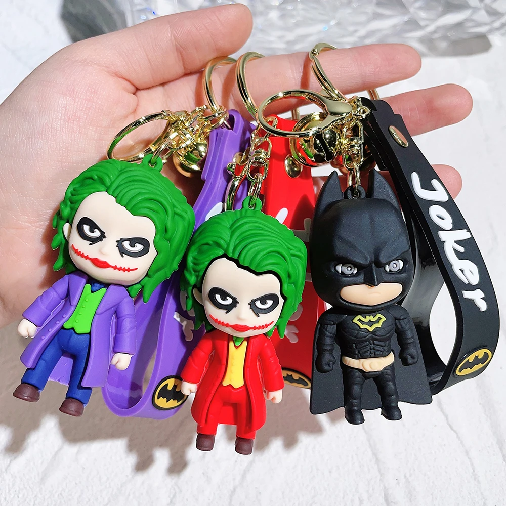 Anime Cartoon Batman Joker Bild Puppe Schlüssel bund niedlichen Halloween-Serie Schlüssel ring Anhänger Ornamente Schmuck Geschenke für Freunde