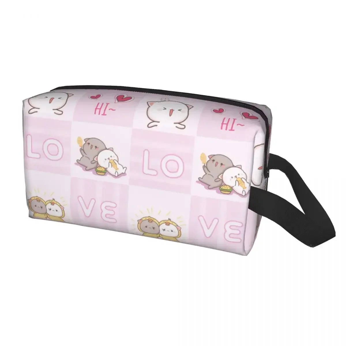 Custom Peach And Goma Mochi Cat Fall In Love Cosmetic Bag Women Kawaii Big Capacity Makeup Case Beauty Storage Toiletry Bags