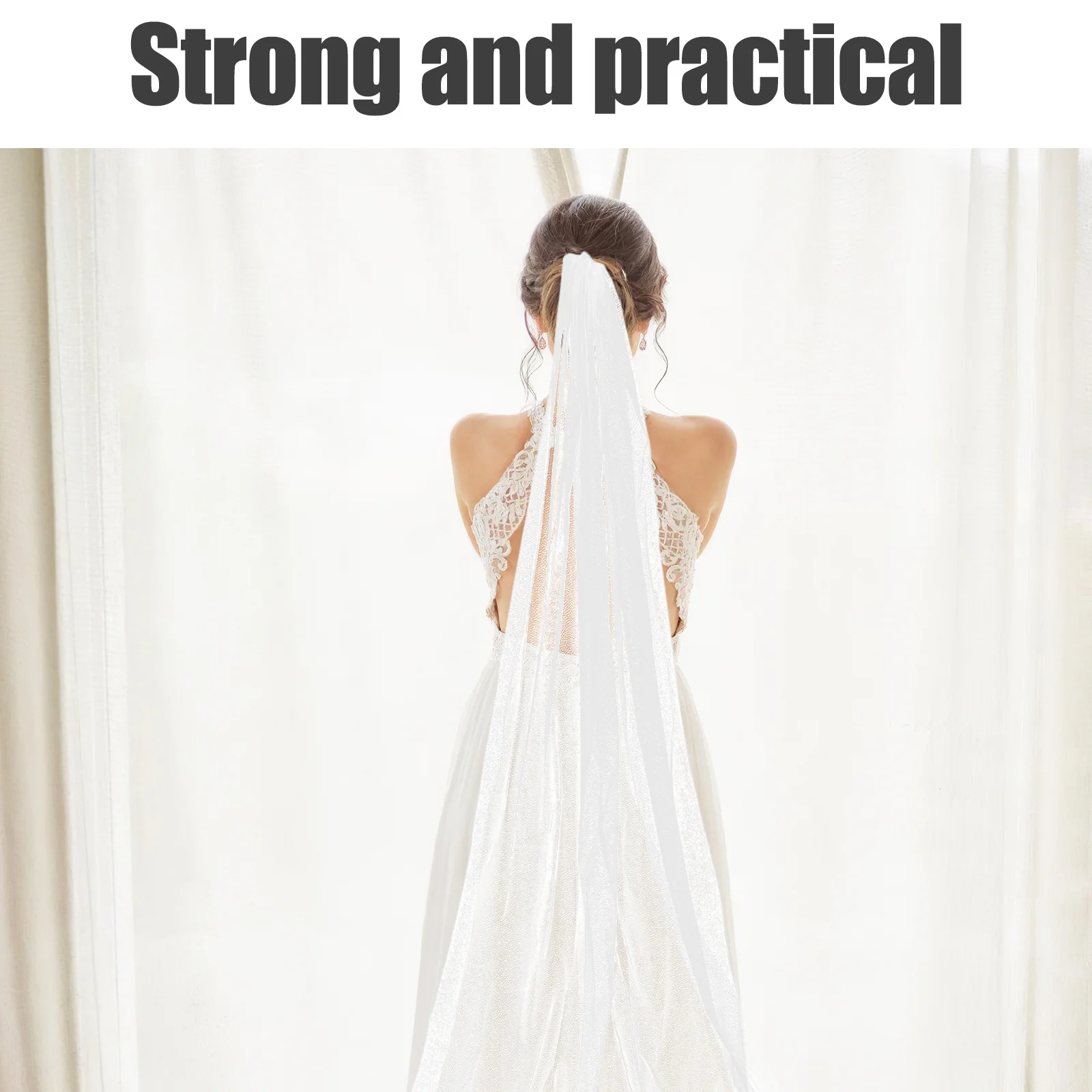 فاخر 300x150 سنتيمتر سباركلي الحجاب الزفاف الأبيض تول طرحة الزفاف مع مشط بريق تصميم طويل طول الكاتدرائية #1