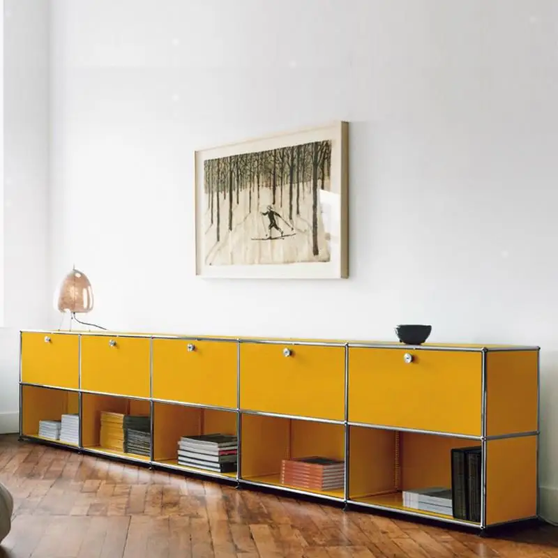 Sub-side Cabinet Simple Korean Version Bucket Cabinet Combination Modern Cabinet Module Stainless Steel U Locker Sm Yellow