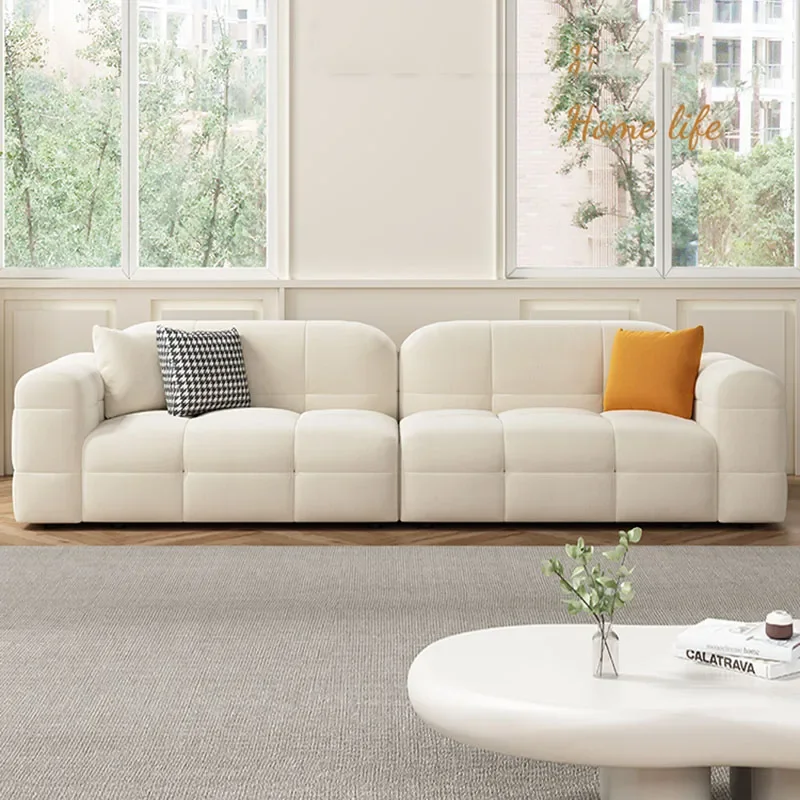 Straight Lambswool Sectional Sofa Double Upholstered Light Luxury Unique Couch Dining Large Full Body Sofa Inflavel Furniture