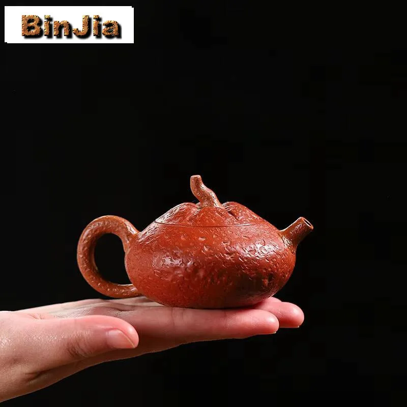 

120 мл изысканный чайник из фиолетовой глины Исин ручной работы, уродливый апельсиновый горшок, чайник с необработанной рудой, грязевой чайник, китайский чайный сервиз Zisha, подарок