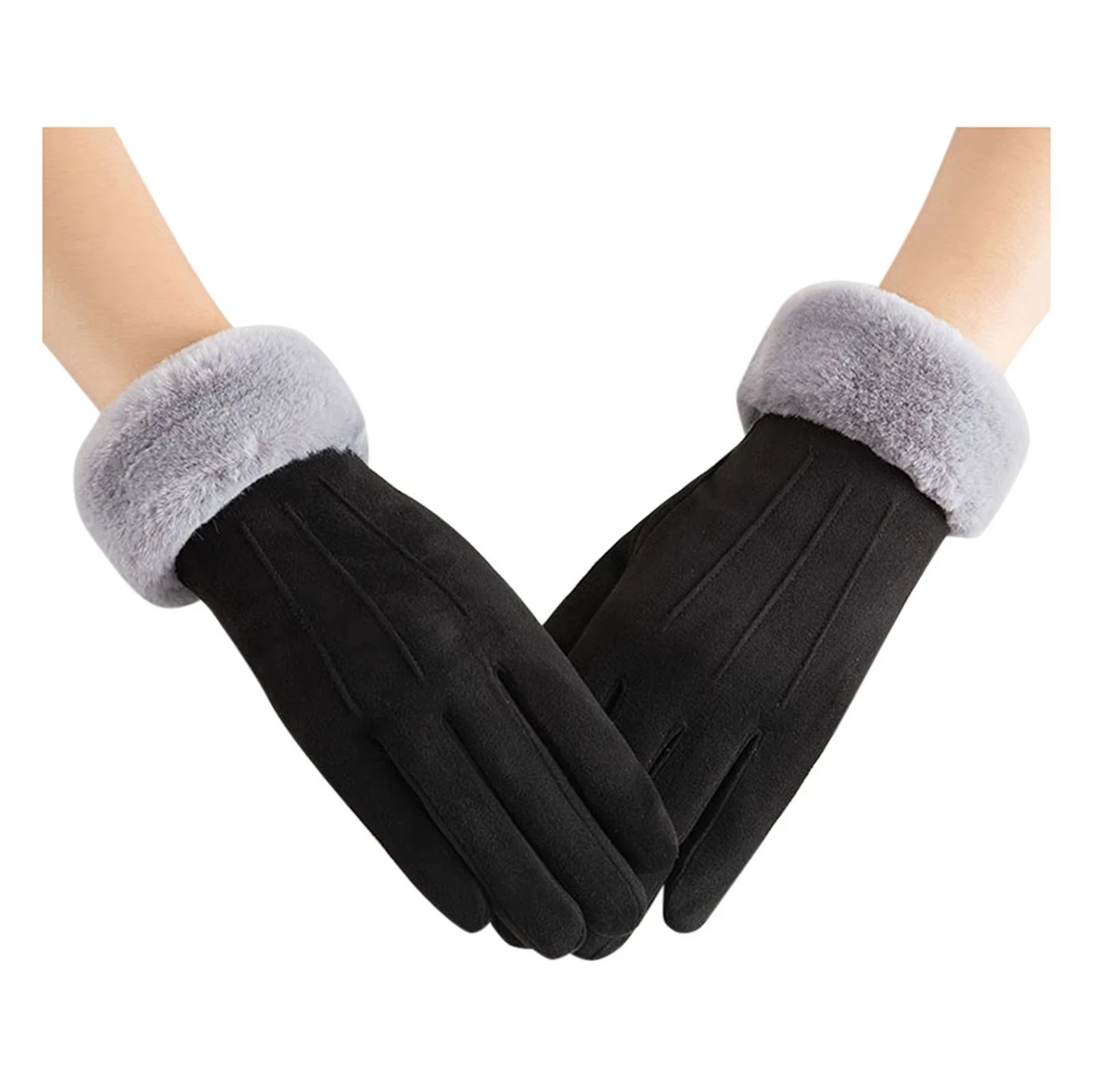 New Thick Plush Sleeves Suede Gloves Soft Warm Solid Fall Winter Outdoor Cycling Windproof Mittens High-end Bridal Gloves