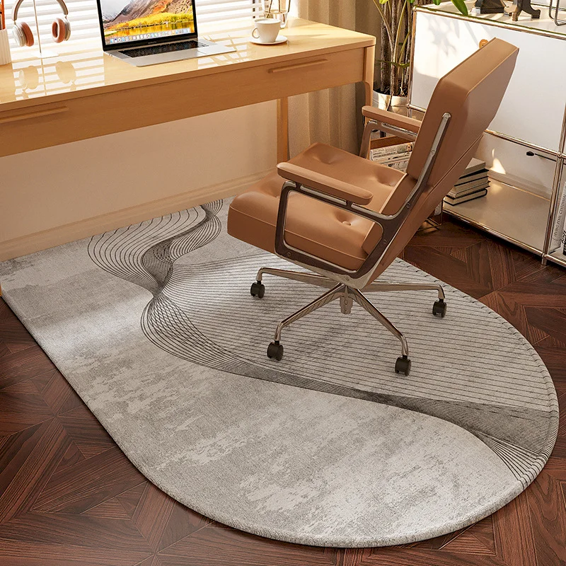 VIKAMA Grey Gradient Half circle Carpet Anti slip Noise Reduction Soft Gaming Chair Cushion Minimalist Lines Interior Decoration
