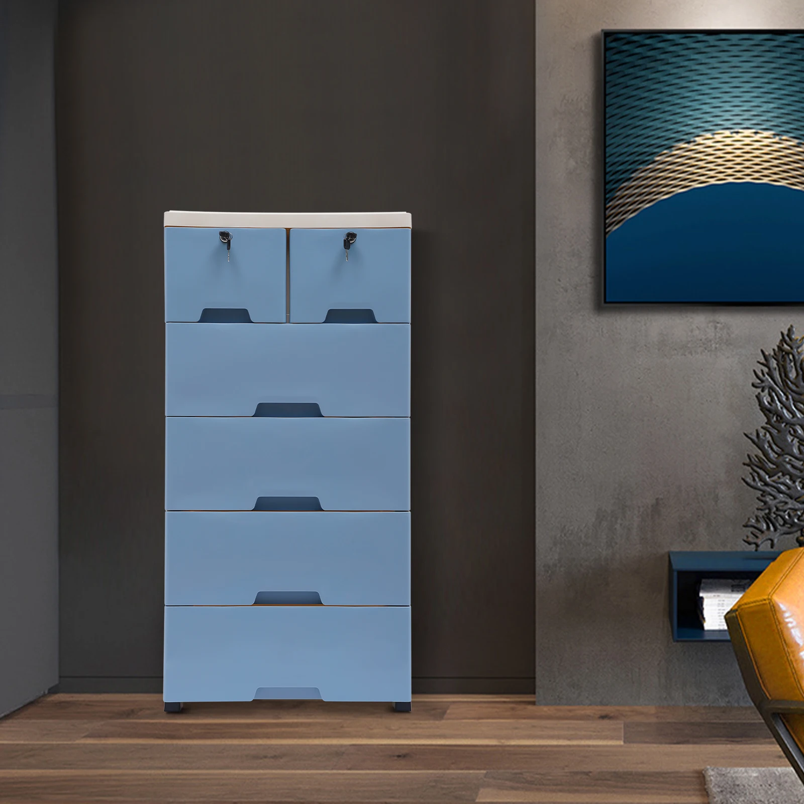 

19,7*13,8*40 дюймов, прямоугольный ящик для хранения с 4 колесами, водонепроницаемая полипропиленовая поверхность для спальни, крыльца