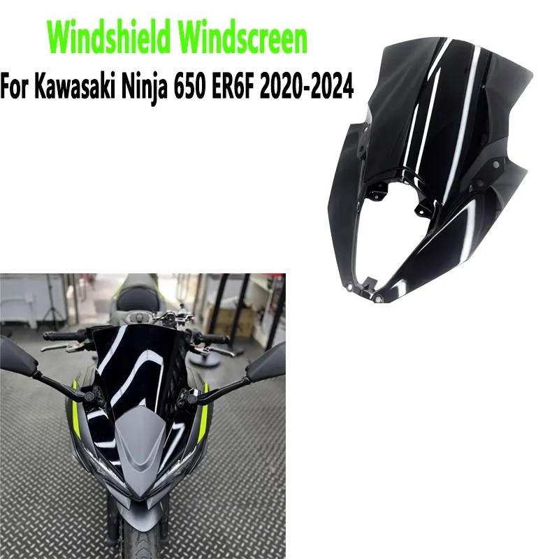 Motorcycle Double Bubble Windshield Deflector Protector Wind Screen For Kawasaki Ninja 650 ER6F 2020 2021 2022 2023 2024