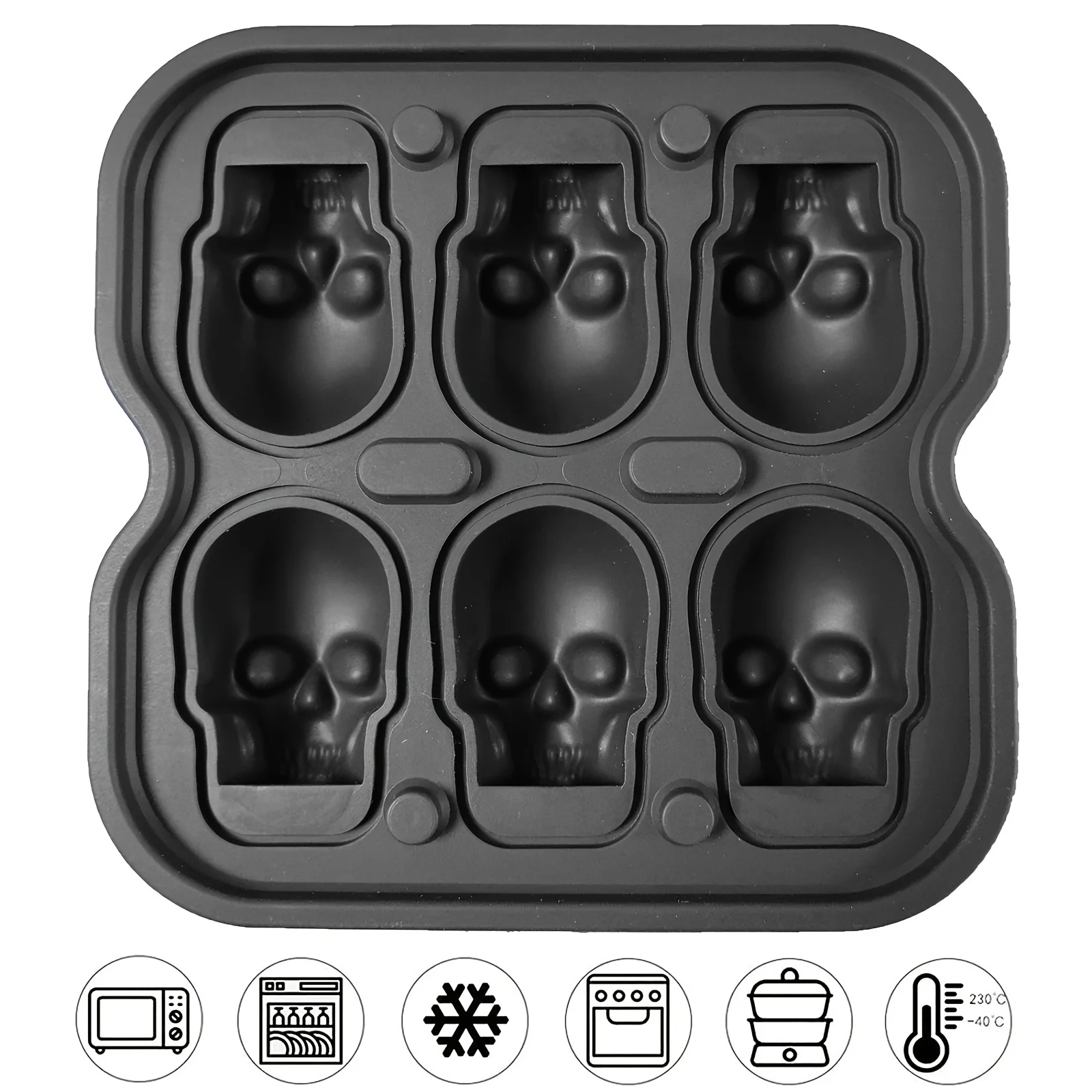 3D Skull Silicone Ice Mold, Flexible BPA Free Ice Cube Tray, Horror Skull Head Ice Ball Maker for Freezer Cocktails
