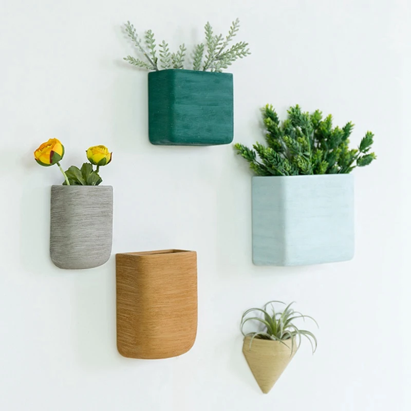 Pot Bunga Terpasang Di Dinding Bentuk Geometris Balkon, Ruang Tamu, Vas Dekoratif Terpasang Di Dinding Kafe Mudah Digunakan C