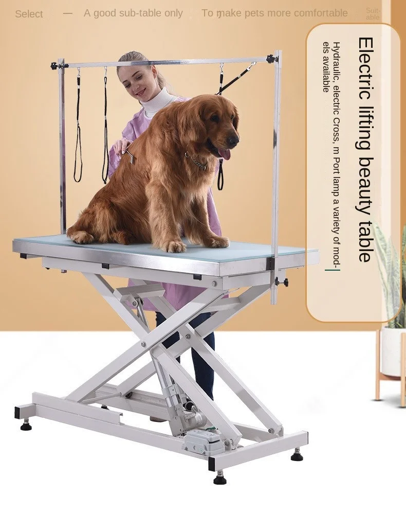 High Quality Hydraulic Lifting Stainless Steel Dog Grooming Table Square Gantry Design For Cats And Dogs Pet Cleaning & Bathing