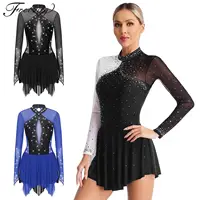 Vestido lírico de patinaje artístico sobre hielo para mujer, Ropa de baile, leotardo de gimnasia rítmica, vestido de Ballet, ropa elegante de actuación para adultos