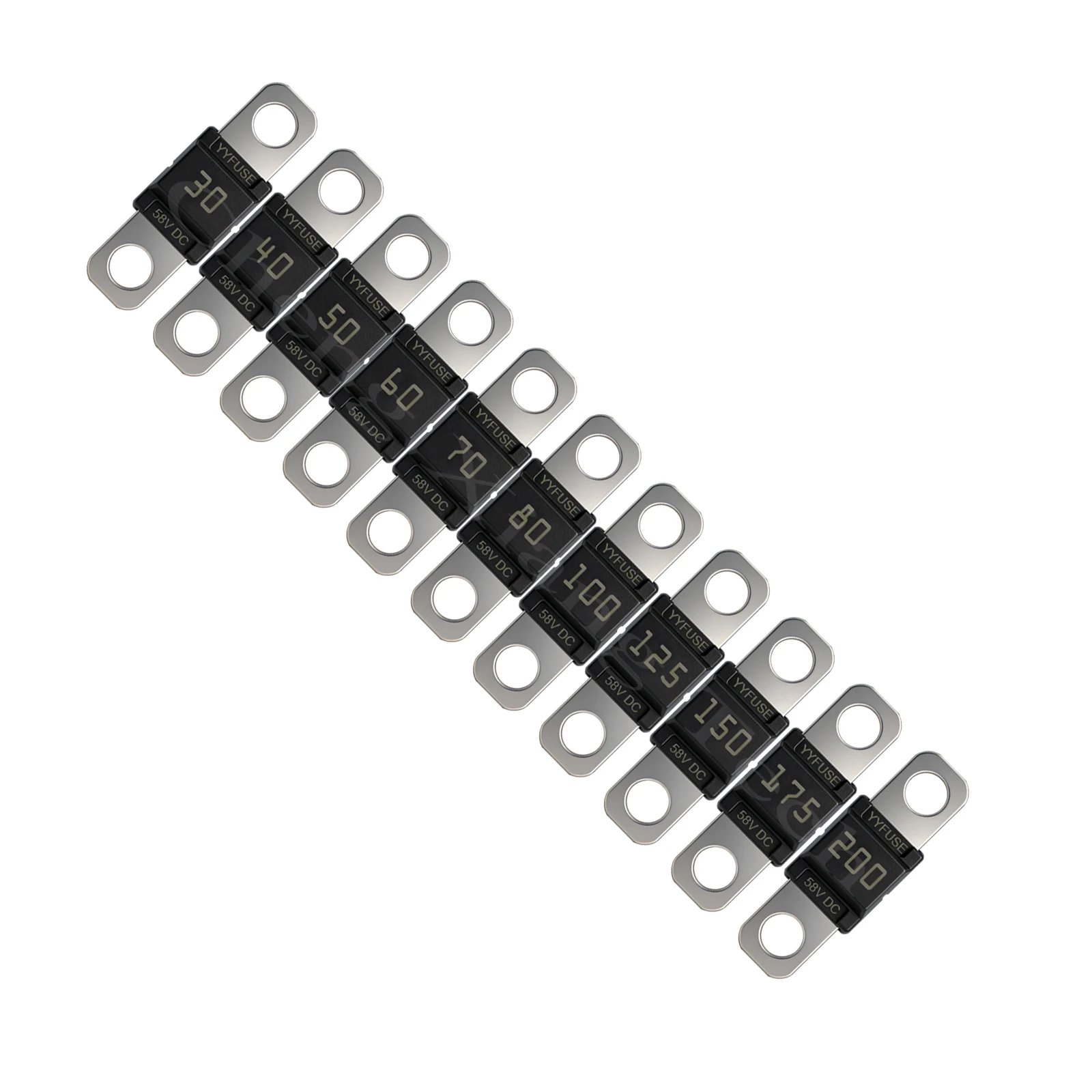 MIDI Fuse 30A-200A ANS Bolt-Down Fuse 58V Time-Delay High Current Automotive Fuses for Car Marine RV M5 Stud Bolt-On Fuse Holder