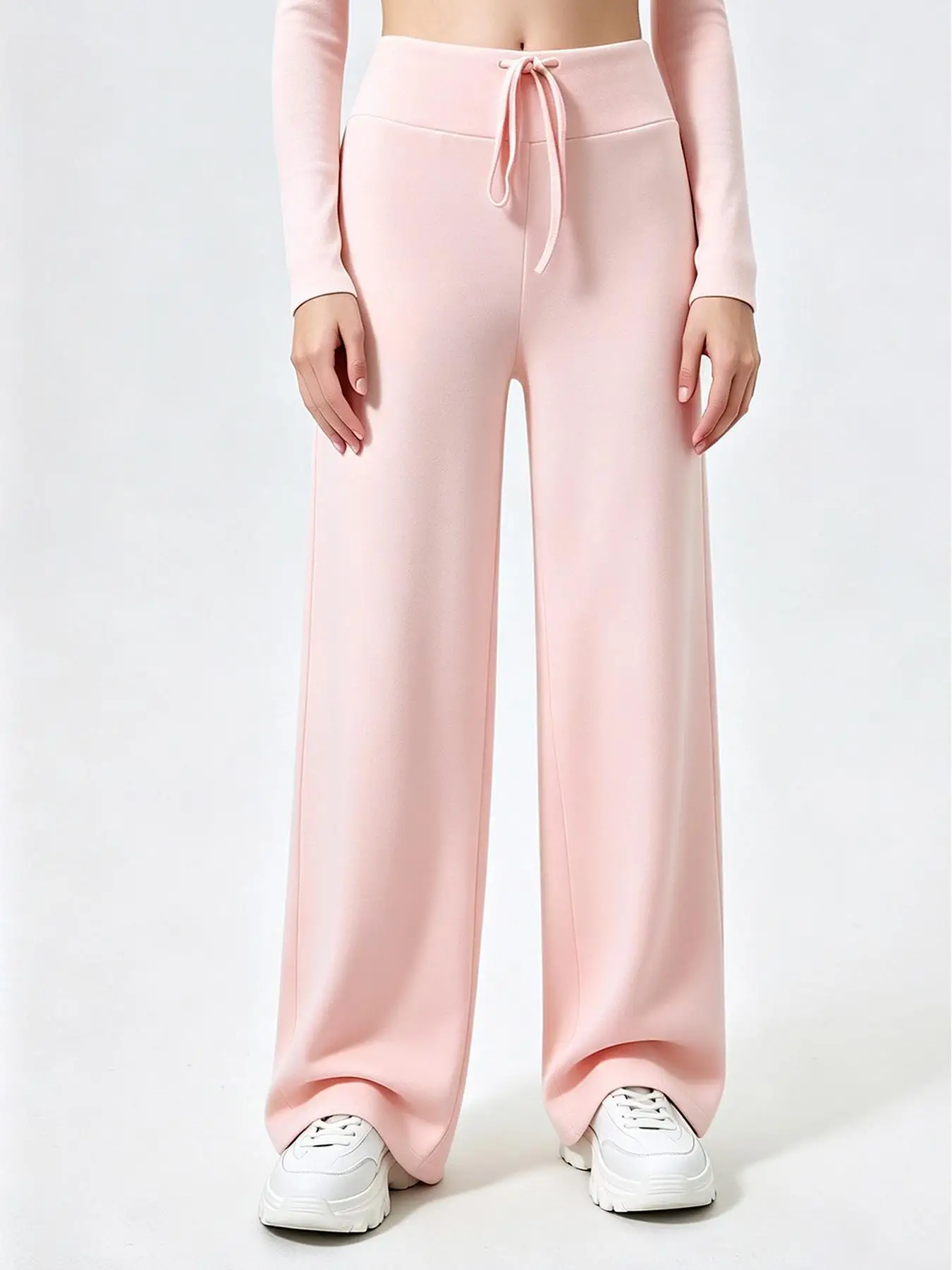 Women's High Waist Wide Leg Yoga Pants, Drawstring Loose Workout Trousers for Gym Pilates Fitness