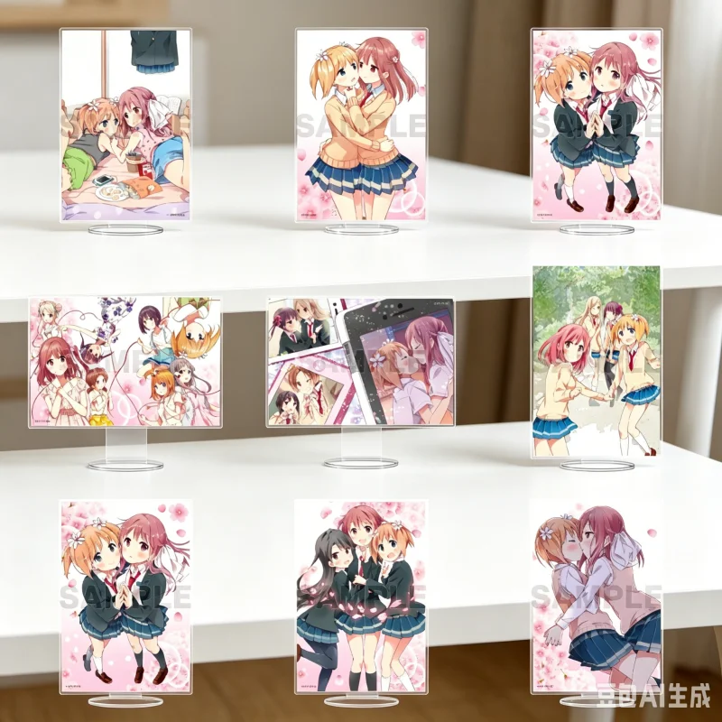 

Anime Sakura Trick 15cm Sonoda Yuu Takayama Haruka Acrylic Stand Model Keychains Desktop Ornament Exquisite Products