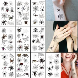 10 Sheets Halloween Makeup Tattoo Stickers Disposable Temporary Tattoos for Halloween Party Spider Web Fake Tatoo for Hand Face