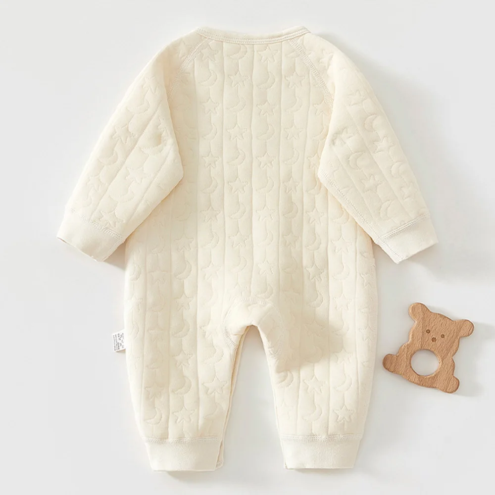 Ropa Unisex para recién nacido, pelele acolchado cálido para otoño e invierno, mono de manga larga de Color sólido para niña de Hospital de 0 a 6 meses