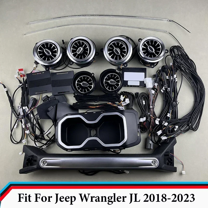 LED Front and Rear Air Vents Center Console Ambient Light Suitable for Jeep Wrangler JL 2018 - 2023 Handle Light Foot Pit Light