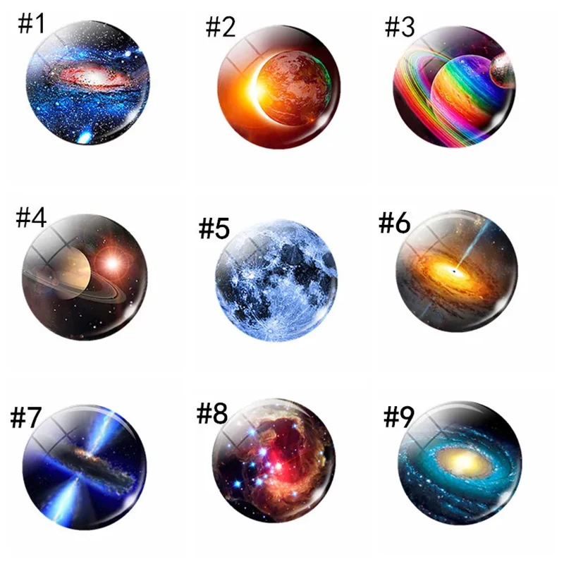 Hot Universe Nebula Planet Art Photo 25mm Glass Cabochon Setting DIY Planet Pendant Making Supplies for Handmade Jewelry